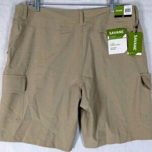 NEW Savane Hybrid Cargo Shorts Men's 36 Waist Tan Stretch Moisture Wicking w/Tag